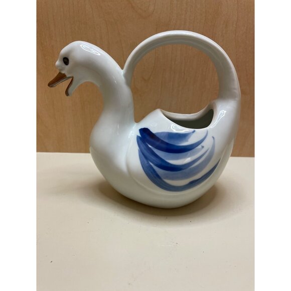 Small Vintage Takahashi Blue Ware Porcelain Swan/Goose Planter, Watering, Vase - Picture 3 of 10